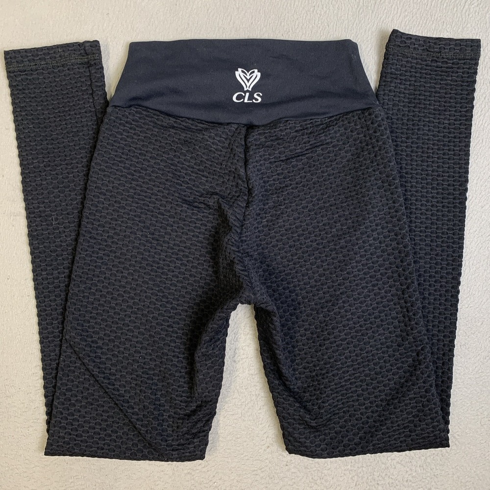 CLS‎ Leggings Women's Size Small Black Scrunch Butt Logo Stretch Sportswear